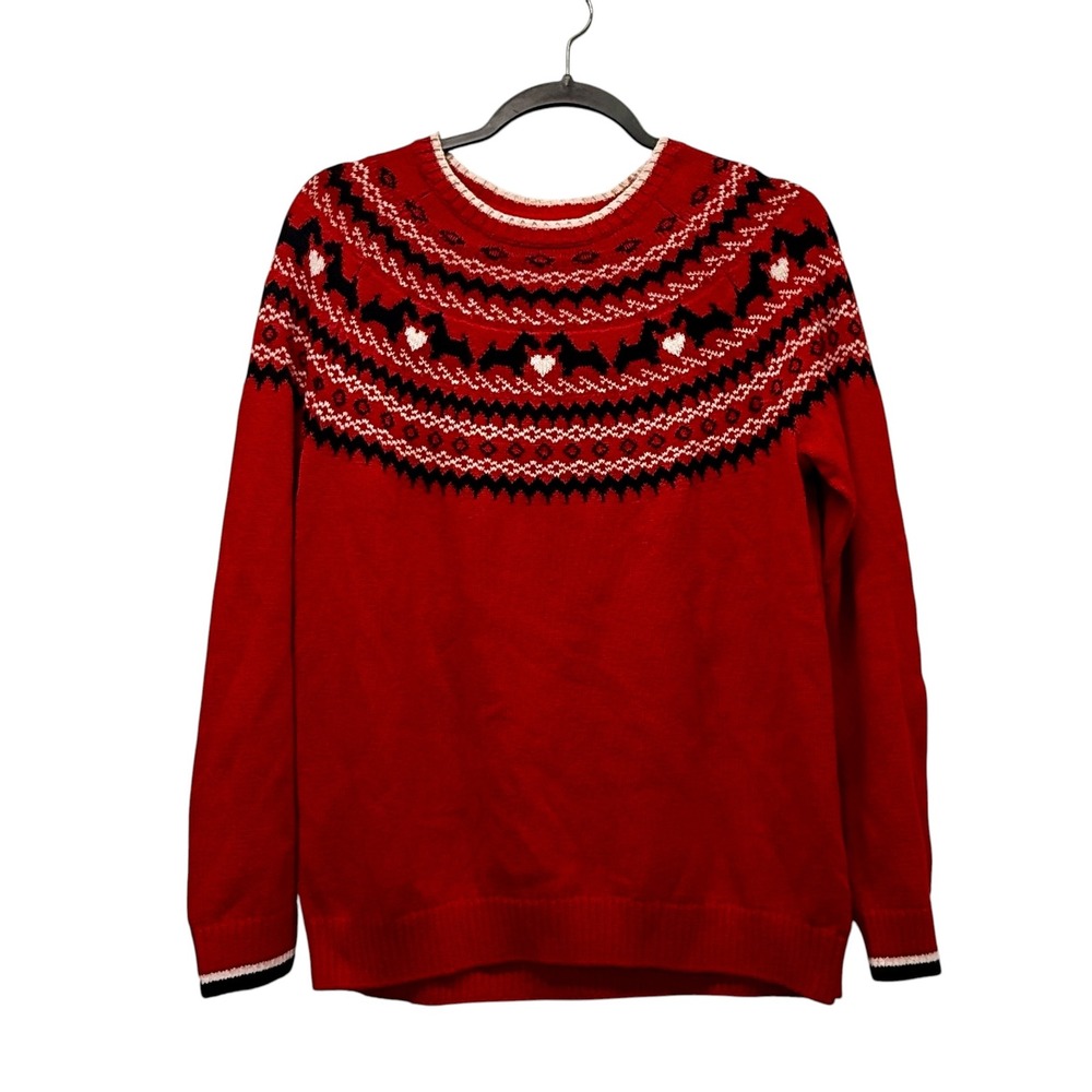 Charter Club Womens Red Fair Isle Scottie Dog Heart Sweater PXL Petite XL Cozy